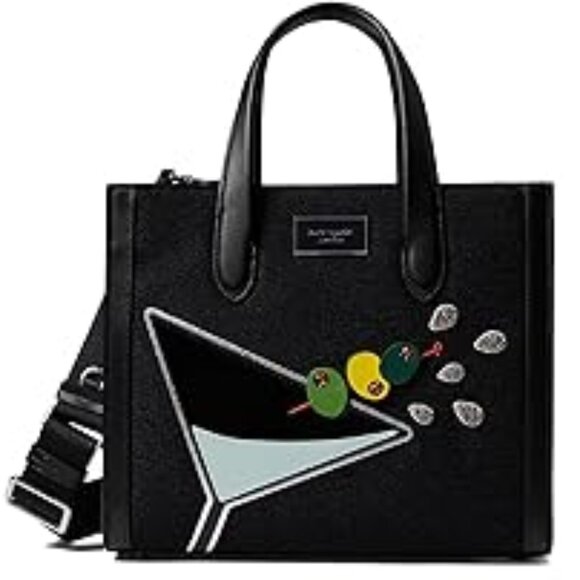 #125 NWT - kate spade new york Manhattan Martini Embellished Fabric Small Tote - Picture 1 of 7